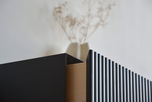 black fluted entryway table