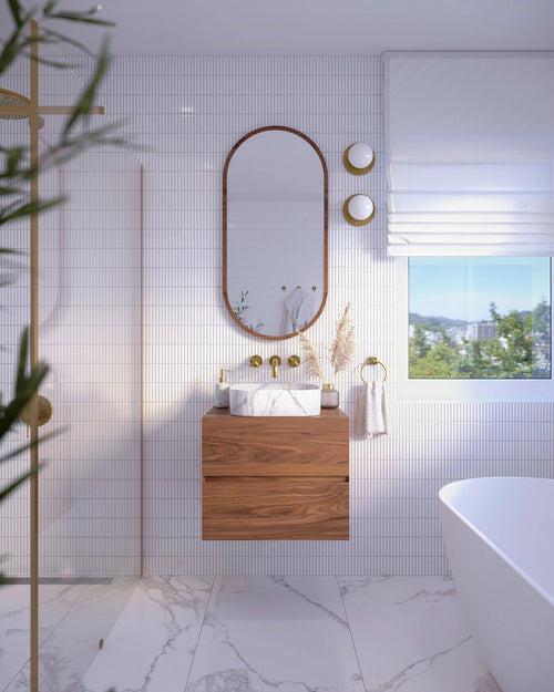 floating bathroom vanity with 2 drawers