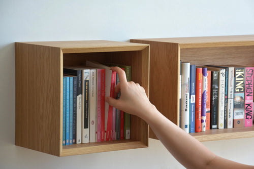 floating bookshelf cube shape